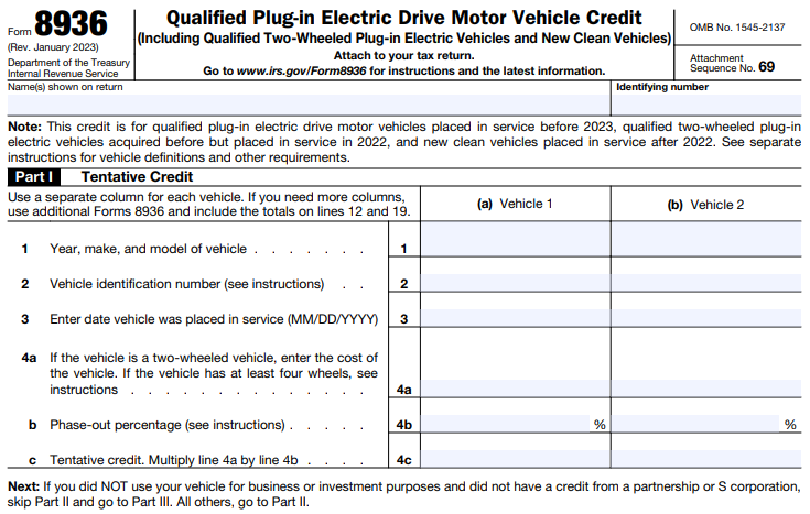 Form 8336 electric vehicles tax credit