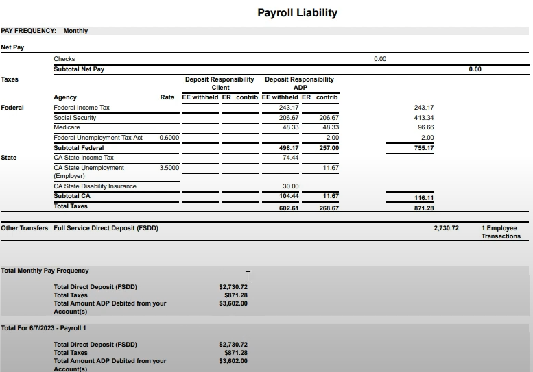 Payroll Liabilities Report part 2